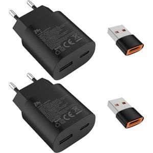 Samneer 25W USB tipo C Caricabatterie veloce 15W USB tipo A Adattatore Per:Samsung Galaxy S25 S24 S23 S22 S21 S20 A56 A55 A54 Veloce Telefono cellulareSpina di ricarica USB C Rapido Alimentator Lightning