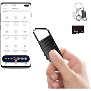 NekSide 64 GB Registratore Vocale Mobile con Riconoscimento Vocale - Registratore Mobile con DSP 5.0 OTG - 6000 h - Mini Registratore Vocale per Riunioni, Interviste, Lezioni