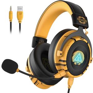 EKSA Cuffie Gaming, E900Pro Cuffie PS5 con audio surround 7.1 e microfono con cancellazione del rumore, Jack Audio USB & 3,5mm, Cuffie PC super leggere con luce LED per PC/Mac/Switch/PS4/PS5/Xbox One