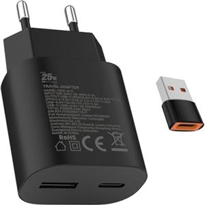 Samneer 25W USB tipo C Caricabatterie veloce 15W USB tipo A Adattatore Per:Samsung Galaxy S25 S24 S23 S22 S21 S20 A56 A55 A54 Veloce Telefono cellulareSpina di ricarica USB C Rapido Alimentator Lightning