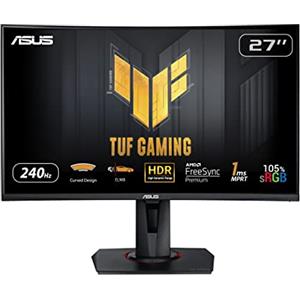 ASUS TUF Gaming VG27VQM, Monitor Gaming Curvo Da 27", Full HD (1920x1080), 240Hz, Tempo di Risposta 1ms, Freesync Premium, Adaptive Sync, HDR10, ELMB, VRR, Regolabile, Nero