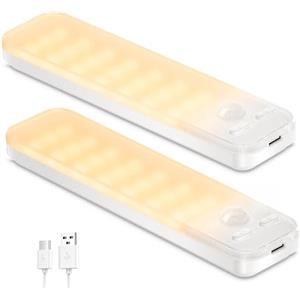Ylatoial Led Sottopensile Cucina, 2 Pezzi 15cm Armadio Led con Sensore di Movimento, 3000K Dimmerabile Luce Armadio per Scale Corridoio Garage Letto - Bianco Caldo