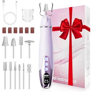 Floranurture Set manicure e pedicure elettrici: 10 in 1, set professionale per manicure e pedicure con luce LED, 10 vitesses fresa per unghie in gel per principianti e casa con 10 bit e USB-C, viola
