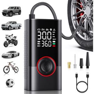 Motorenbau Gonfiatore Portatile con compressore - Mini Pompa ad Aria Senza Fili con manometro Digitale, 150 PSI, gonfiaggio 3 Volte più Veloce e spegnimento Automatico