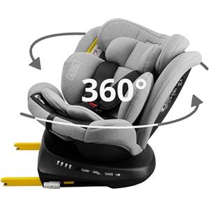 KidsZone Seggiolino Auto 0-36 kg Isofix i-Size, 40-150 cm - Seggiolino Auto Girevole 360 per Bambini Gruppo 0/1/2/3 - Top Tether, Reclinabile 5 posizioni, Regolabile in Altezza