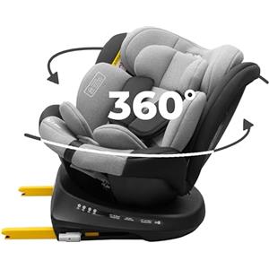 KidsZone Seggiolino Auto 0-36 kg Isofix i-Size, 40-150 cm - Seggiolino Auto Girevole 360 per Bambini Gruppo 0/1/2/3 - Top Tether, Reclinabile 5 posizioni, Regolabile in Altezza