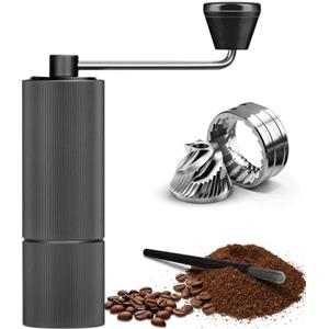 Ruycllo Macinacaffè Manuale, Macina Caffè Manuale con Macina Conica in Acciaio Inox, Coffee Grinder con 30 Impostazioni Regolabili e Capacità di 30g, per Moka, Pour Over, French press e Aeropress