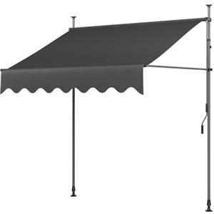 LIFERUN Tenda da Sole, Tenda da Balcone Avvolgibile a Barra Quadra con Manovella, Regolabile in Altezza, 350 x 120 cm, Grigio