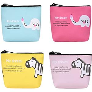 Aucuu Portafoglio Donna con Cerniera - Set 4 Pezzi Portamonete Mini Portatile