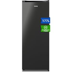 CHiQ CSD208D4E Congelatore Verticale 177L - Tecnologia, Congelazione 4 Stelle (-24℃), Silenzioso 39dB, Design Acciaio Nero, Piedini Regolabili & Porta Reversibile, Compatto 540x550x1440mm