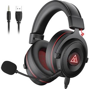 EKSA E900 Pro Cuffie Gaming per PS4 PS5 PC Xbox One, Cuffia con Microfono Cancellazione del Rumore, Surround 7.1, Jack Audio USB 3.5 mm, Driver Stereo da 50 mm, Luce a Led