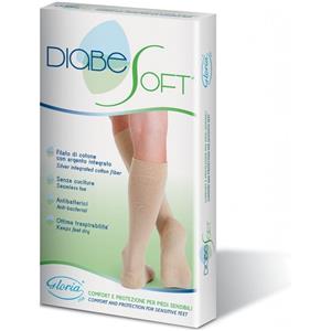 Gloria Med Diabesoft Gambaletto Beige Taglia S - Calze a Compressione per Diabetici in Cotone con Argento