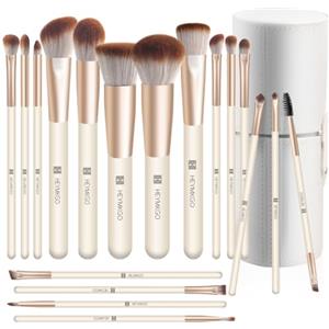 HEYMKGO Set Pennelli Make Up, 18 pezzi Premium synthetic pennelli trucco per fondazione cipria fard, ombretto, Set di pennelli make up, kit con confezione regalo