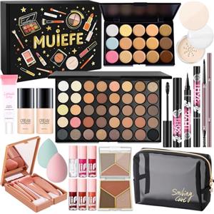 Muiefe Set Trucchi Donna, Kit Make Up Completo, Tutto in Uno Trousse Trucchi Ragazza con Palette Ombretto Paletta Correttivi Contouring Fondotinta Mascara Gloss Labbra Liner Occhi Matite Ssopracciglia