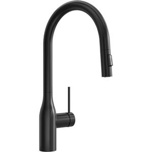 CECIPA Miscelatore Cucina Nero con Doccetta Estraibile, Arco Alto Rubinetto Lavello Cucina con Doccetta, Rubinetti Nero in Acciaio Inox con 2 Getto, Miscelatore Girevole a 360°