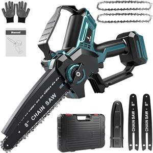 Victool Motosega da 8 pollici per Makita batteria 18 V, oliatore automatico, sega elettrica da potatura senza spazzole, mini motosega per il taglio del legno, cesoie da giardino, tagliarami, taglio legno