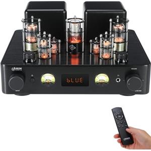 Juson Audio JTA100 2025 200 W Amplificatore a valvole a vuoto ibrido integrato con BT 5.0, OPT AUX, COAX, ingresso Phono e uscita cuffie, Classe AB a 2.1 canali, audio Hi-Fi domestico per giradischi