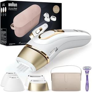 Braun Silk-expert Pro 5 Epilatore LUCE PULSATA, Alternativa al laser, Ideale per Zone Sensibili, Viso, Bikini e Ascelle, Rasoio e Custodia da Viaggio inclusi, Idea Regalo, PL5347 Bianco e Oro