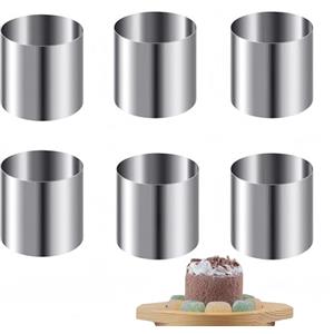 WizeFolk 6 Pezzi Coppapasta Tondi 5 cm in Acciaio Inox, Anelli per Torte e Mousse, Stampini Rotonda per Biscotti, Dessert, Pasticceria, Uova in Camicia - Stampo Rotondo per Dolci, Food Grade