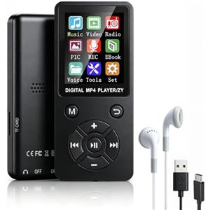 Ouitble Player MP3/MP4 Player 64GB Bluetooth 5.0 Hifi Music Player MP3, Schermo LCD da 1,8 Pollici con Altoparlante Video E-book Photo Viewphone Supporta Fino a 128 GB (Black)