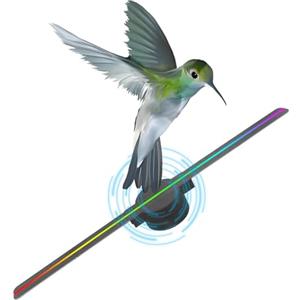 Denash Ventola per Ologramma 3D, Proiettore per Ologramma 3D Olografico a LED HD da 16,5 Pollici, Videoproiettore Olografico WlFl con Supporto APP per Feste, Bar, Festival (Spina europea)