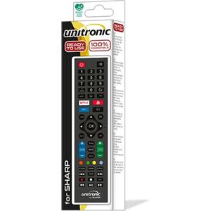 GBC Unitronic Telecomando Universale per TV Sharp, Pronto all'Uso, Funzioni Complete Menu Televideo, Alimentazione 2 Batterie AAA