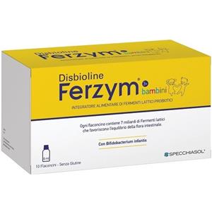Specchiasol Disbioline Ferzym Bambini - Integratore Probiotico con Pappa Reale e Sambuco, 10 Flaconcini da 8 ml