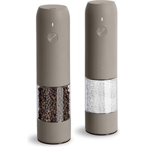 TLYSXPRO Macina Sale e Pepe Elettrico Set da 2, Ricaricabile USB-C, Macinapepe Elettrico con Grana Regolabile, Luce LED, Spazzola di Pulizia, Accessori Cucina, Greige