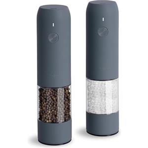 TLYSXPRO Macina Sale e Pepe Elettrico Set da 2, Ricaricabile USB-C, Macinapepe Elettrico con Grana Regolabile, Luce LED, Spazzola di Pulizia, Accessori Cucina, Blue-Grey