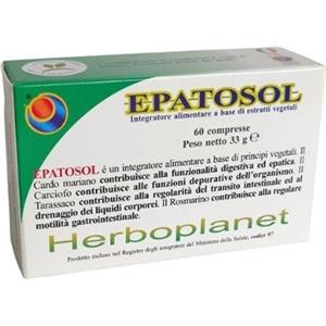 HERBOPLANET Epatosol - Integratore Alimentare a base di Estratti Vegetali per Funzionalità Digestiva ed Epatiche - 60 Compresse