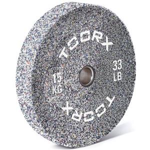 Toorx Disco Bumper Crumb 15 kg - Gomma Puntinata, Boccola Inox, Ideale per Allenamenti Funzionali