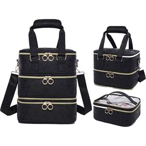 BYLife Borsa Organizer Smalti per Smalto, BYLife Tre Strati Smalti Organizer per Unghie 60 Flaconi(15 ml), Valigetta Trucchi Beauty Case Donna Manicure Valigetta per unghie Organizzatore Trucchi