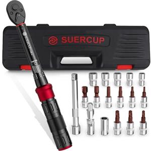 SUERCUP Chiave Dinamometrica da 1/4", 18 chiavi dinamometriche per bicicletta Set 3-25 Nm, ± 3% ad alta precisione doppia direzione regolabile, 72 denti utilizzati per la manutenzione della