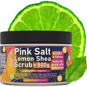 Poola & Bloom Scrub Esfoliante Mani e Corpo con Burro di Karité e Sale Rosa dell'Himalaya per Pelle Morbida e Idratata, 500g