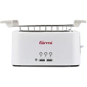 Girmi TP91 Tostapane Xl, 1500 W, Pinze Inox extra-lunghe, Raccogli briciole, 3 funzioni di 6 livelli di cottura, Spegnimento automatico