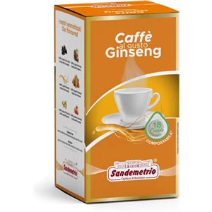 Sandemetrio Caffè al Ginseng - 18 Cialde Compostabili ESE 44mm con Aroma Intenso e Proprietà Energizzanti