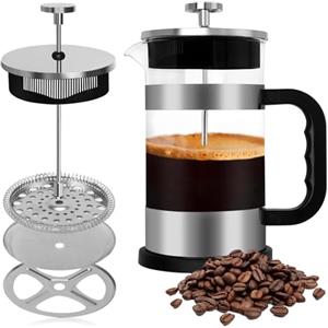 UCAMP Caffettiera francese,French Press 1000 ml,tradizionale pressa francese,Macchina per Espresso e te' con tripli filtri E Vetro Borsoilicato,per la Casa o in Viaggio,Coffee Shop,Ristorante