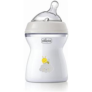 Chicco Natural Feeling Biberon Anticolica 2 Mesi + da 250 ml, Biberon con Tettarella in Silicone Morbida e Flessibile, Adatto per Allattamento Misto, Flusso Medio, Colore Neutro