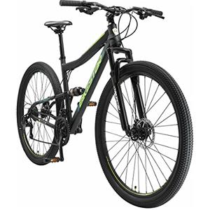 BIKESTAR MTB Mountain bike sospensione completa 29, freni a disco| Bicicletta MTB telaio 19 cambio Shimano a 21 velocità | Nero