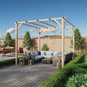 TheGoodGarden Pergola in Legno 3x3 m per Esterno e Giardino - Pino Massello Impregnato in Autoclave - Struttura per Gazebo o Carport - Kit di Montaggio Incluso - Altezza 247 cm - Colore Naturale