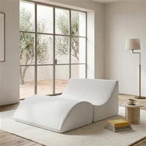 Talamo Italia - Letto pieghevole Annabella, Pouf trasformabile in letto matrimoniale, Chaise longue in ecopelle, 100% Made in Italy, 100x200h70 cm, Bianco