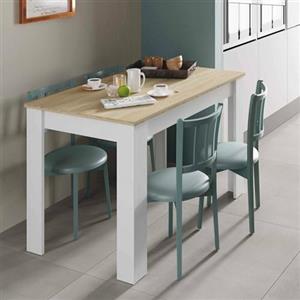 Dmora - Tavolo fisso Lowell, Ripiano per sala pranzo, Tavolo consolle moderno per salotto o cucina, 109x67x78 cm, Bianco e Rovere