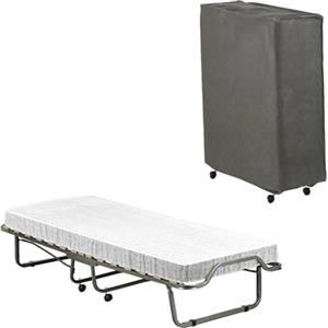 Talamo Italia Letto Pieghevole Vania, Brandina con Rete, Materasso, Lettino salvaspazio, 100% Made in Italy, 80x190h39 cm, Cover Protettiva Inclusa, Bianco, 190 cm (15 doghe)