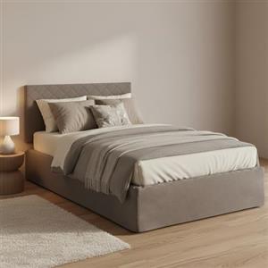 Talamo Italia - Letto piazza e mezza Camilla, Letto contenitore con rivestimento in tessuto, 100% Made in Italy, Apertura laterale, adatto per materasso Cm 120x190, Grigio