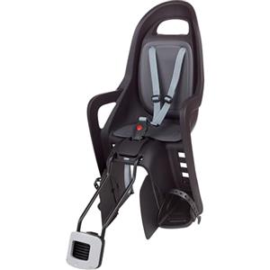 POLISPORT 8406000011 Groovy Maxi 29″ - Seggiolino Posteriore Bambini Per Bicicletta, Montaggio Telaio, 9 Mesi-6 Anni, Max 22 Kg, Ruote 29″, Telaio Piccolo - Nero/Grigio