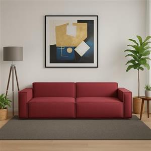 Talamo Italia - Divano fisso 3 posti Simona, Divano componibile lineare, Sofà moderno da soggiorno in tessuto, 100% Made in Italy, Cm 260x95h70, Rosso