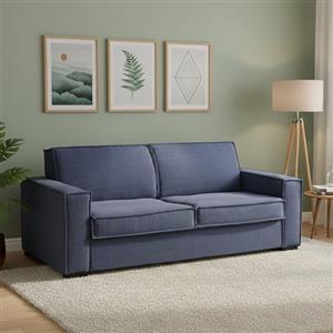 Dmora Divano Letto 2 posti Achiropita, Sofà Soggiorno con Apertura Girevole, Tessuto Imbottito, Braccioli Slim, 100% Made in Italy, Cm 180x95h90, Blu