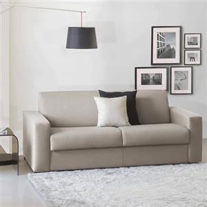 Talamo Italia - Divano letto 3 posti Alicia, Sofà Soggiorno con apertura girevole in tessuto imbottito, Braccioli slim, 100% Made in Italy, Cm 200x95h90, Tortora