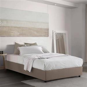 Talamo Italia - Letto piazza e mezza Gaia, Letto contenitore con rivestimento in tessuto, 100% Made in Italy, Apertura laterale, con materasso Cm 120x190 incluso, Beige