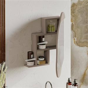 Dmora - Specchio Azmidi, Specchiera, Articolo d'arredo a Muro, Decorazione con Specchio, 60x13 h75 cm, Beige